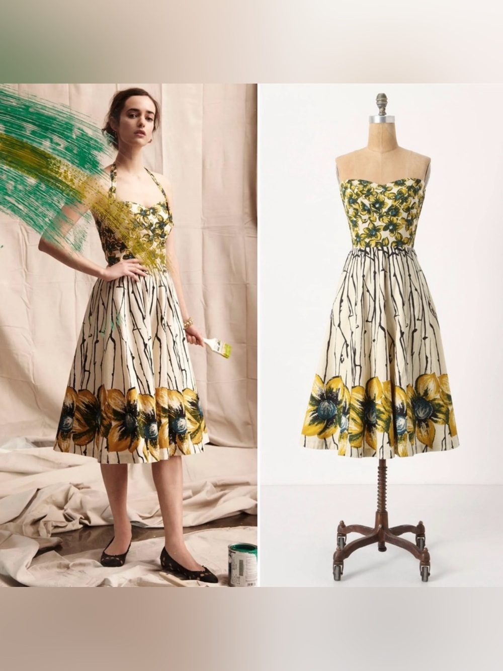 Anthro Girls From Savoy Burgeoning Hypericum Retro Halter Fit Flare Dress Sz 18W